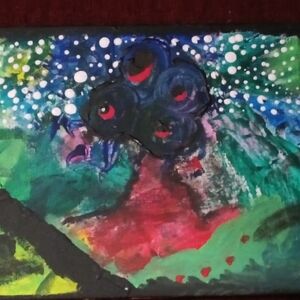 Abstract Green and Red Canvas Art